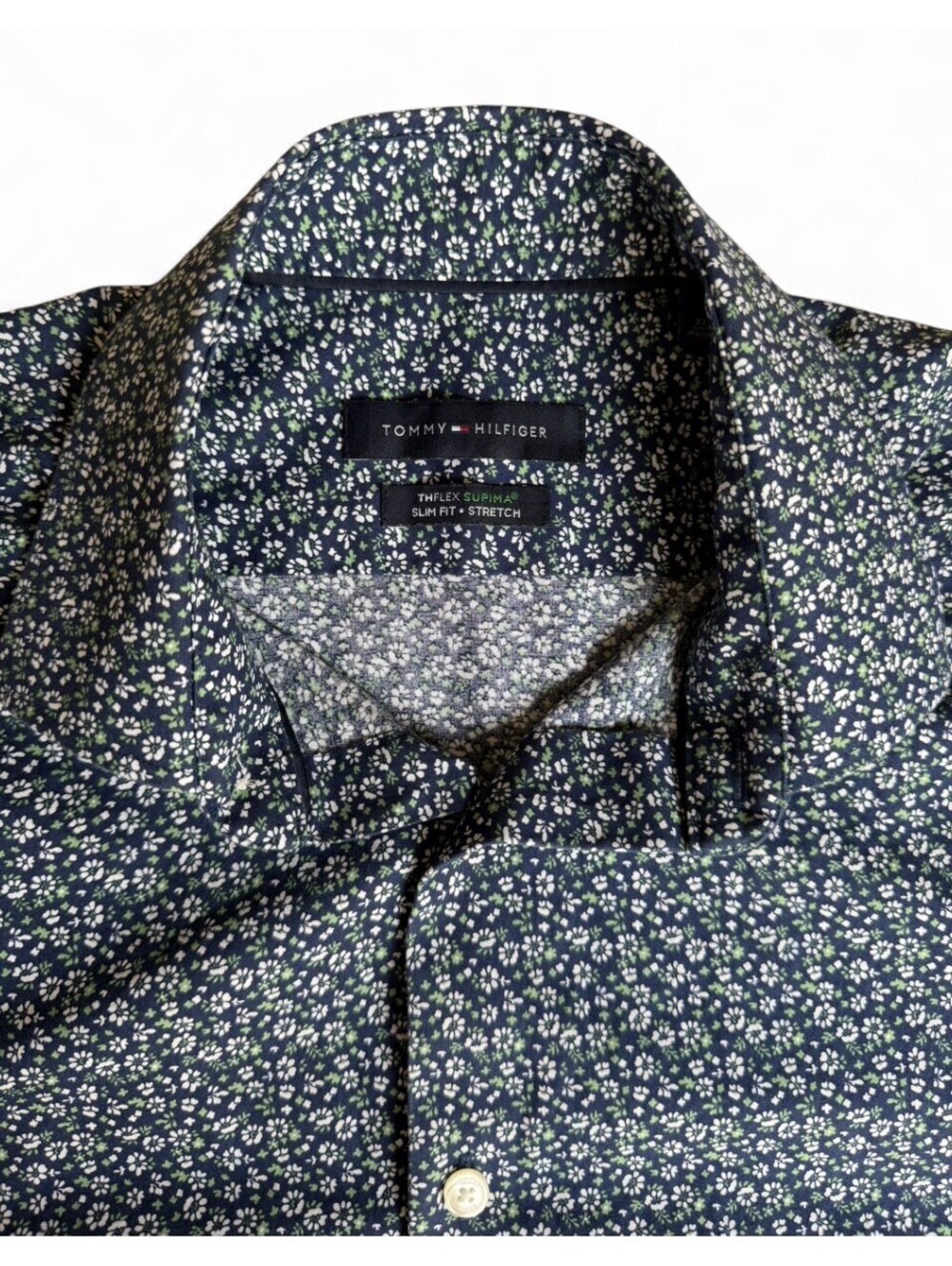 Tommy Hilfiger TH Flex Supima Dress Shirt Mens Slim Fit Stretch 15 32/33